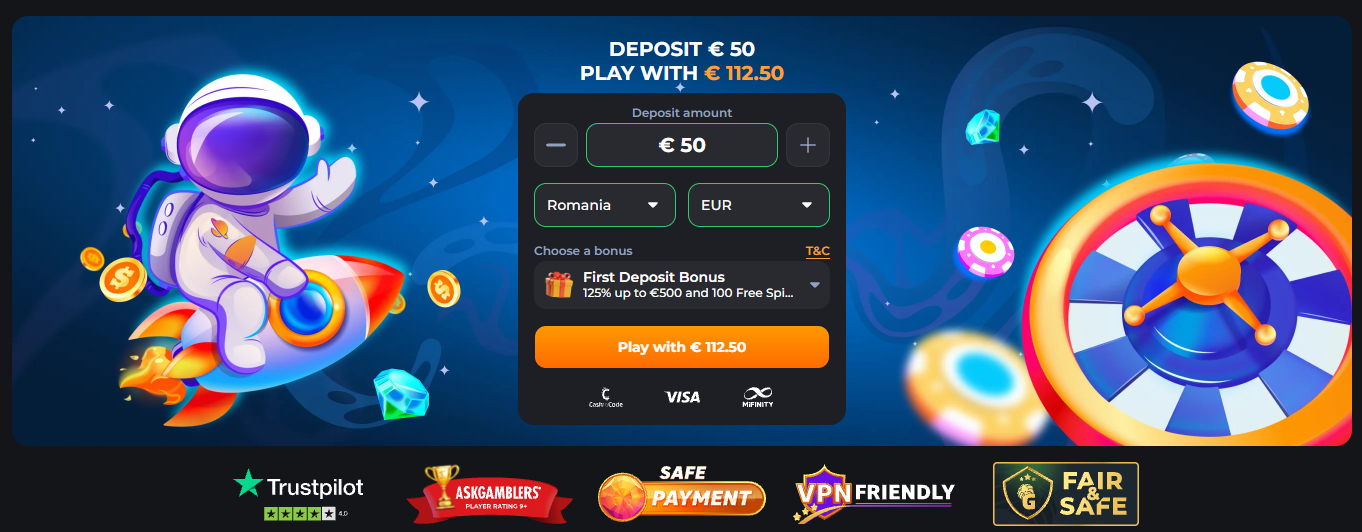 CosmicSlots bonus fără depunere