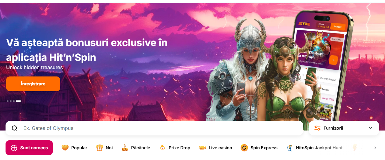 HitNSpin bonus și aplicație casino